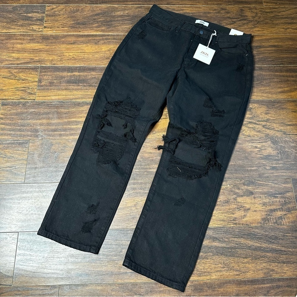 Just Black Denim Distressed 90s Straight Leg Jeans